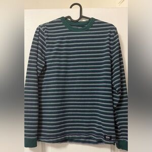 Vans Striped Long-Sleeve Crewneck in Navy, Green & White